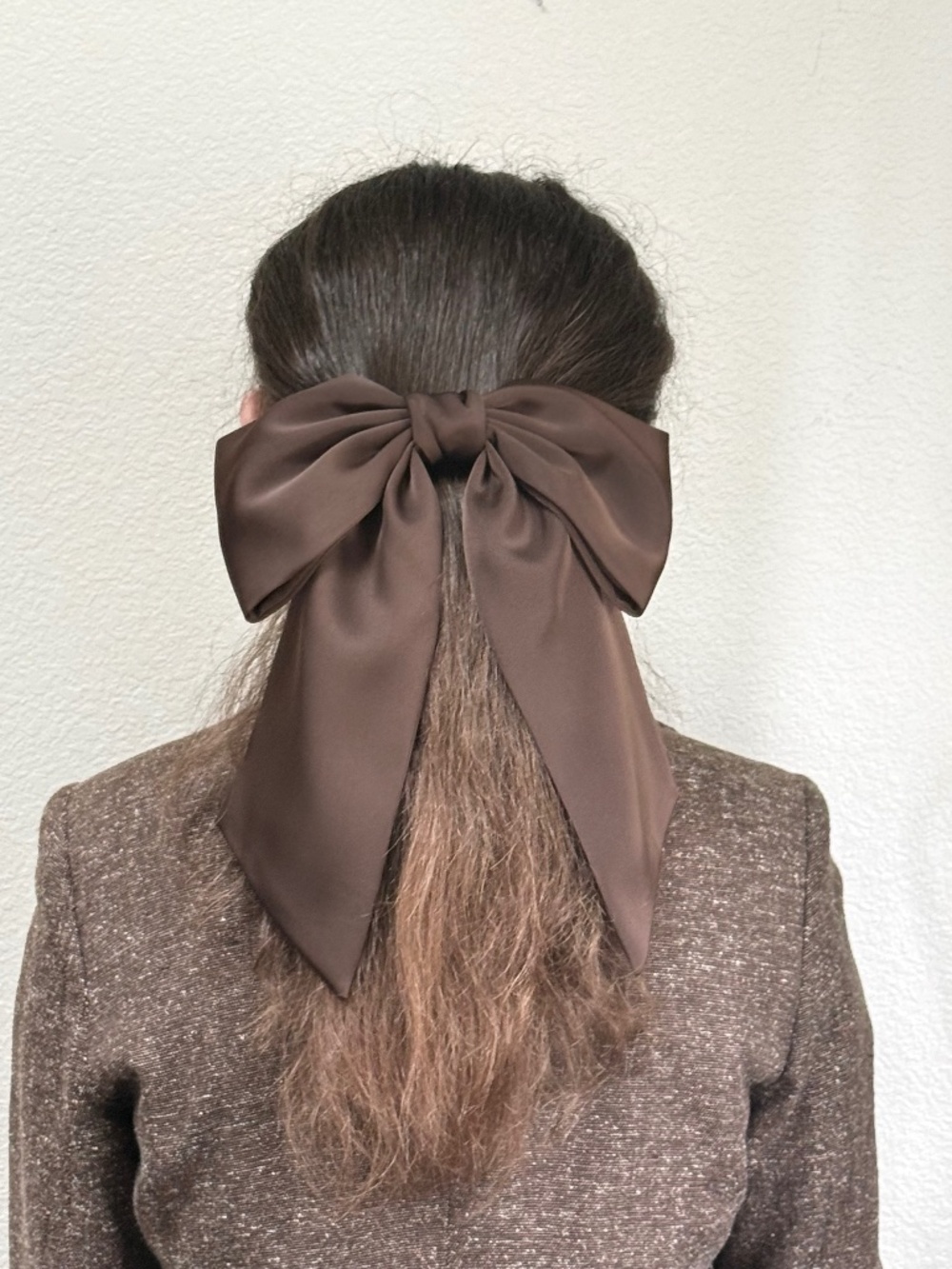 Dark chocolate satin oversized bow